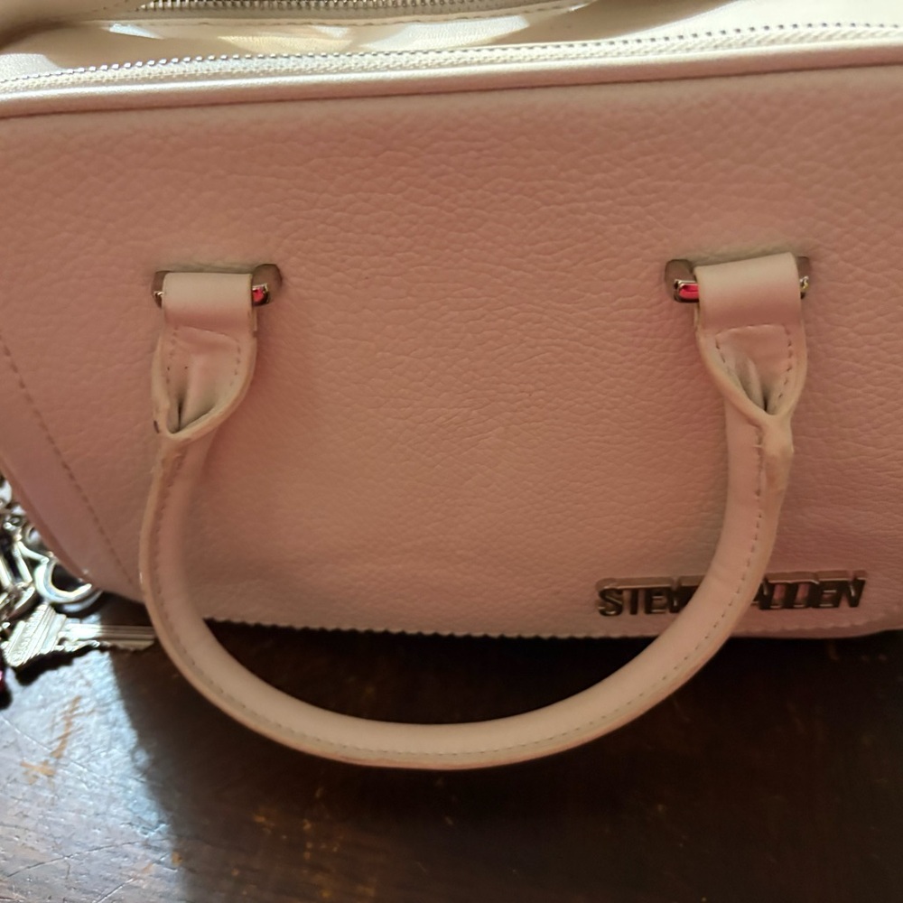 Steve Madden white leather Satchel